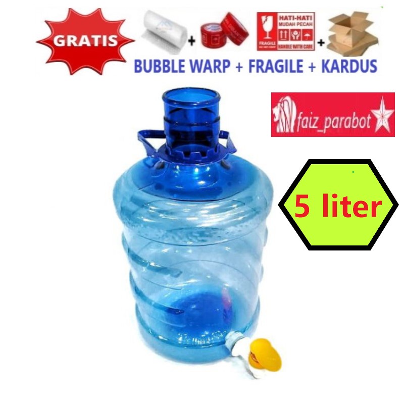 Galon Air  Kecil 5 Liter dengan keran  ( Free Bubble Wrap )