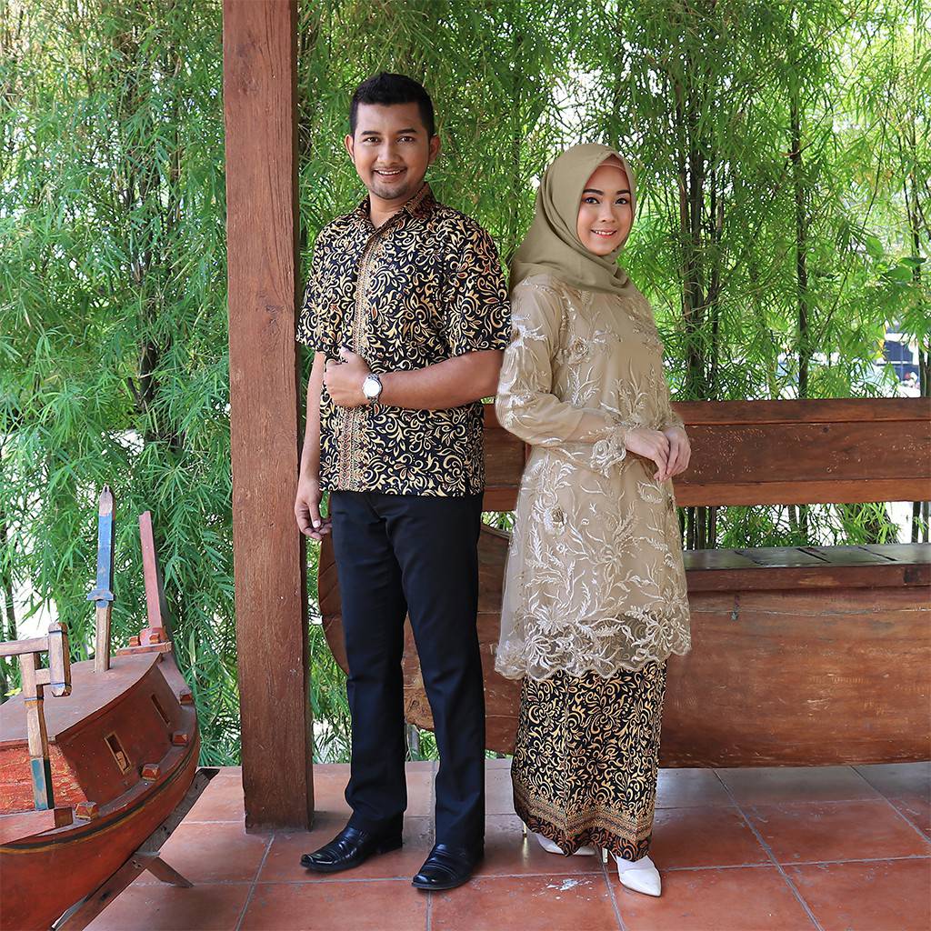 (ori _6 Varian Warna) Wou Batik Couple Amalia Brokat -modern Batik Sarimbit Brokat Kebaya - Bs072