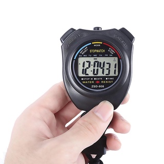 Digital Sport Stopwatch handheld waterproof Olahraga Gym Maraton with alarm + Strap