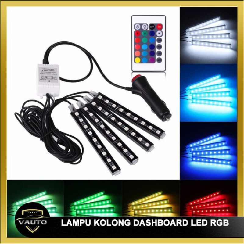 04 Pcs DRL LED Kolong RGB Lampu Dekorasi Dashboard 16 Warna + Remote+autolightet