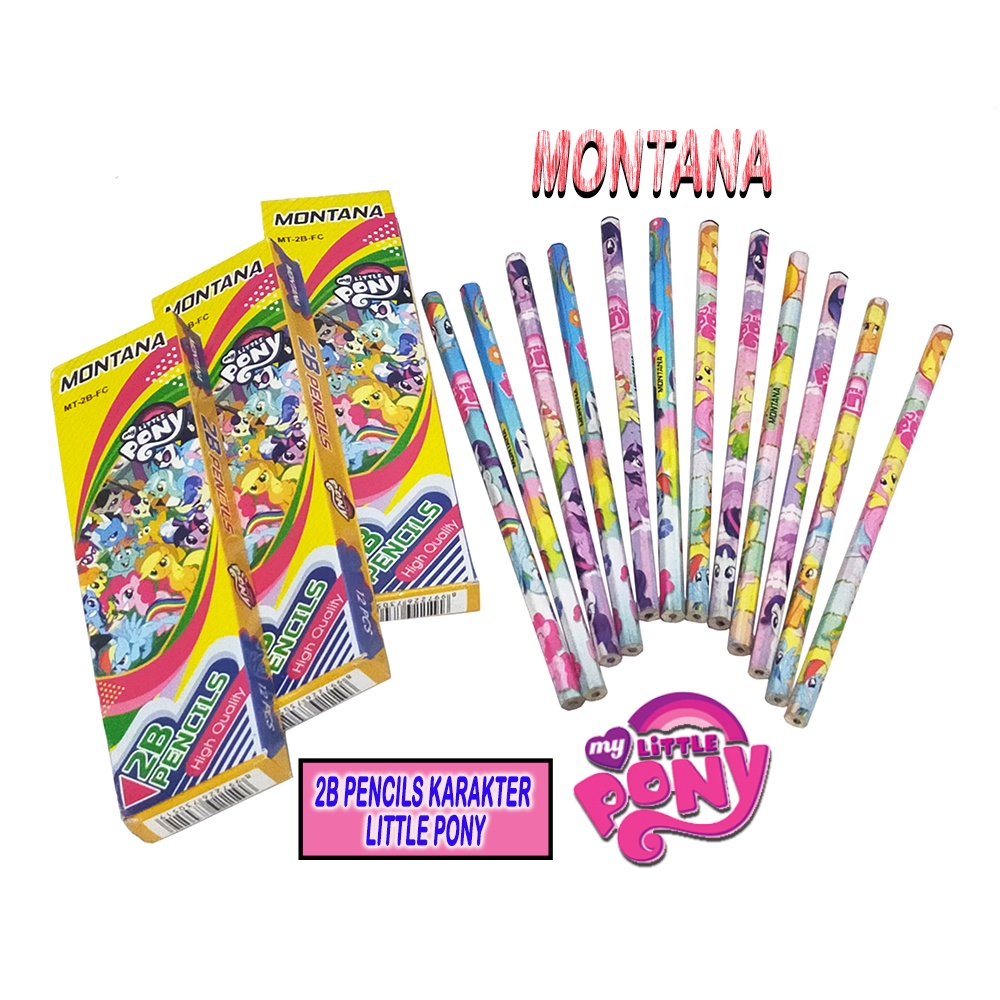 Pensil Montana 1 Box isi 12 Pcs Karakter LOL - LITTLE PONY - TAYO -AVENGERS Pencil kayu 2B