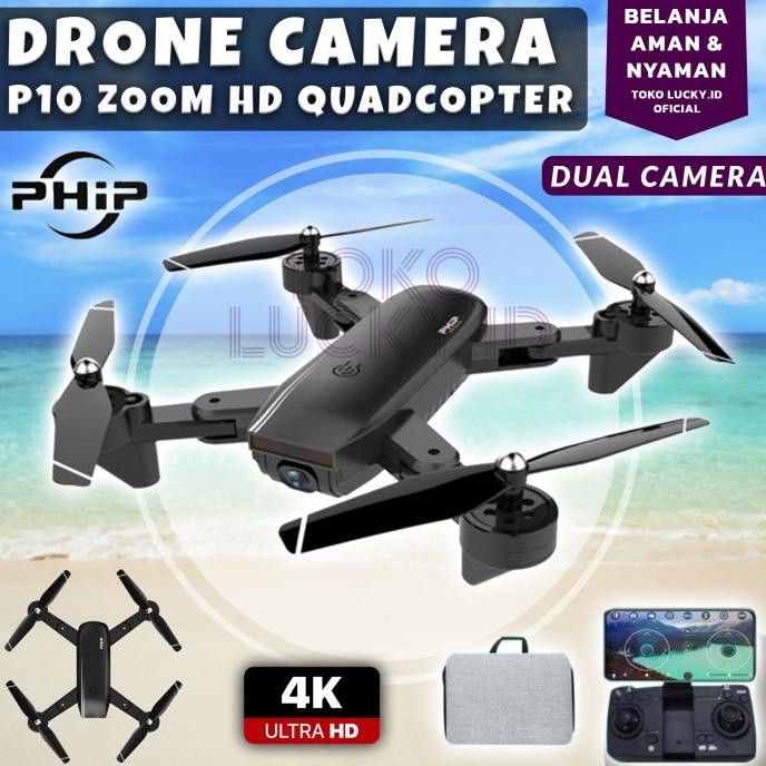 [ Promo ] Drone Phip P10 Murah Camera Zoom 4K Hd Quadcopter Remote Control - Drone Kamera Dan Akseso