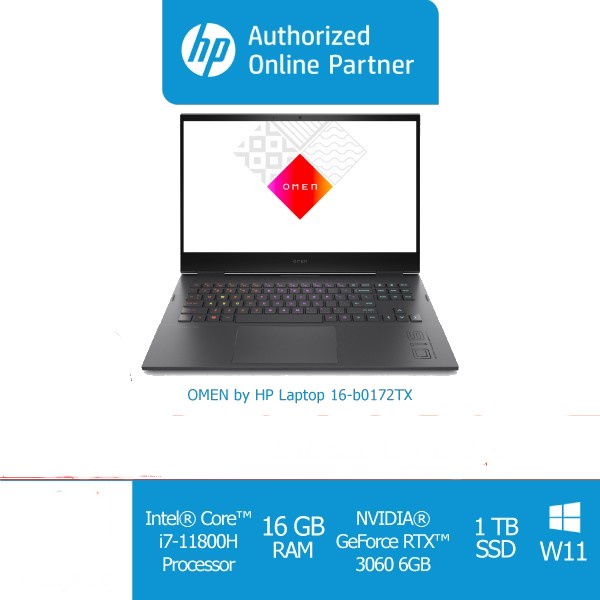 HP OMEN 16-b0172TX Core i7 11800H 16GB 1TB SSD RTX3060 6GB W11 OHS