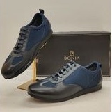 BONIA Original 100% Limited Edition Sepatu Sneakers Pria warna Navy Made in Italy