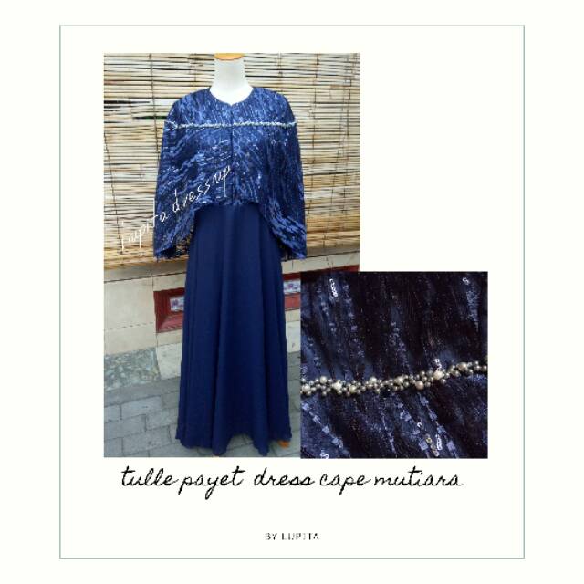Tulle sequins dress cape mutiara
