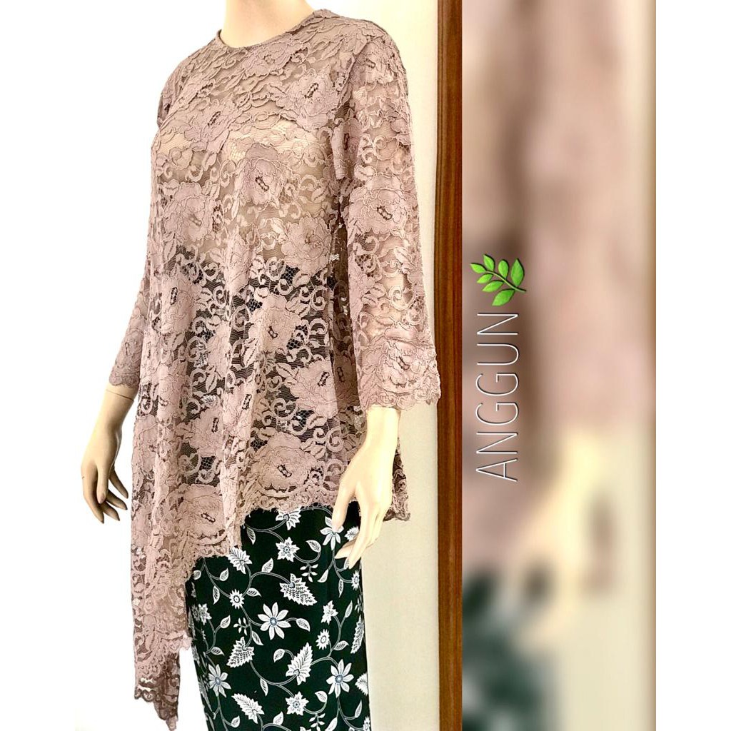 Baju Tunik Brokat Cornelli Asimetris Premium Import Baby Mocca