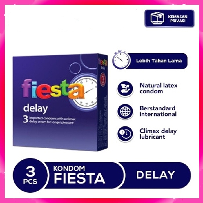 ✅ 100% Privasi Terjamin Kondom Fiesta Delay Isi 3 Pcs  Alat kontrasepsi | kondom untuk pria Aroma Romantis Untuk KB