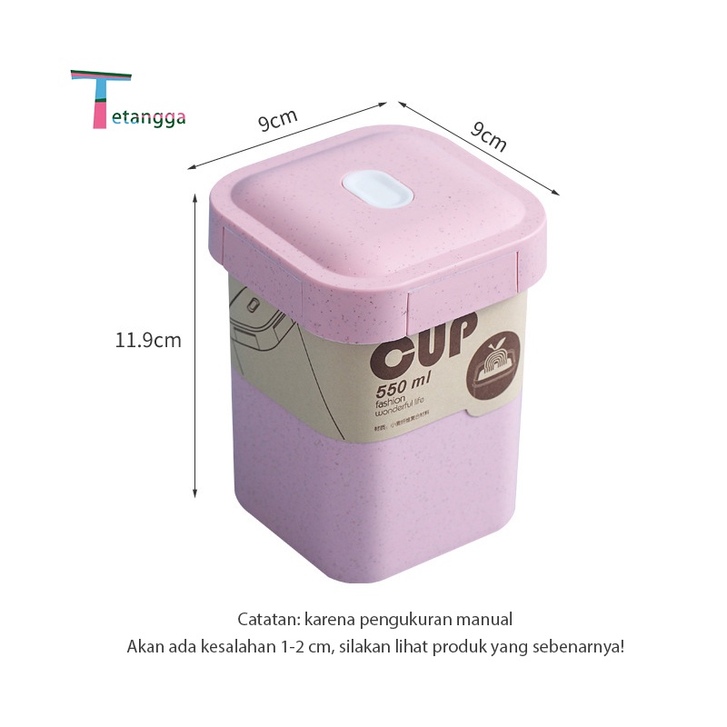 Cangkir Sarapan Multifungsi Mangkuk Sup Jerami Gandum Piknik Portable 550ml BPA FREE