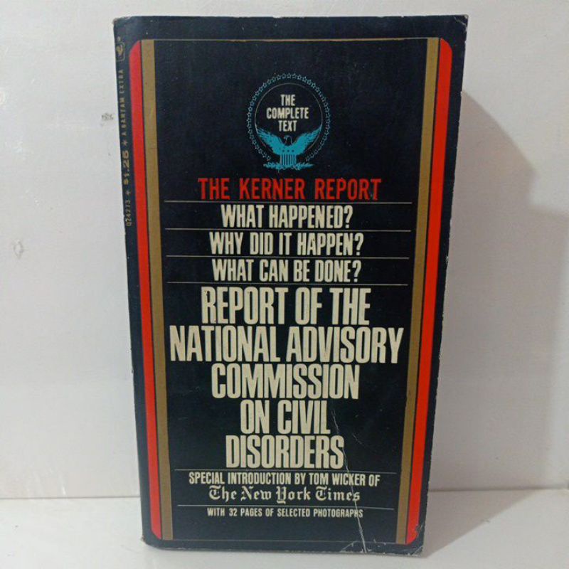 REPORT OF THE NATIONAL ADVISORY COMMISSION ON CIVIL DISORDERS buku ORIGINAL IMPOR