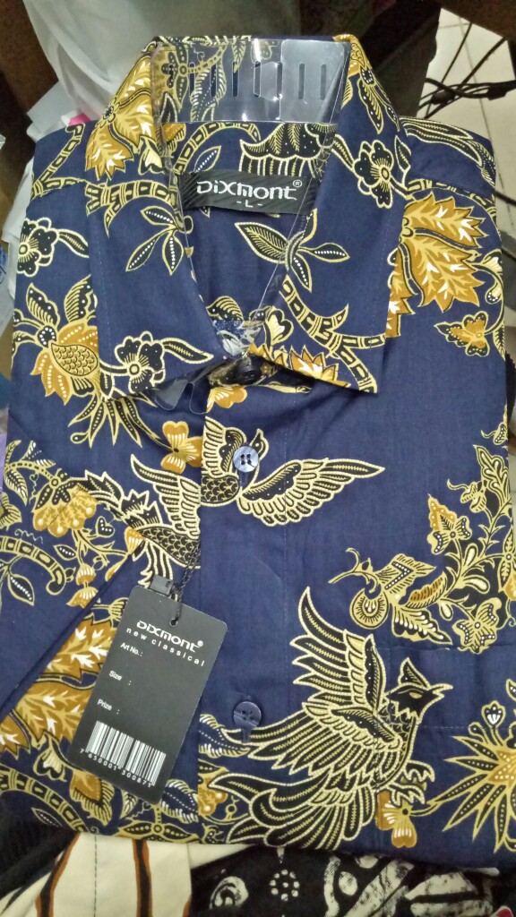 Kemeja Batik Pria Lengan Pendek Bs73 Katun Motif Modern Dixmont Semi Slimfit Premium