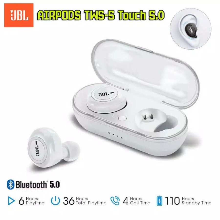 Headset Bluetooth JBL TWS 5 Wireless Earphone Bluetooth Earbuds Super BASS JBL TWS 5