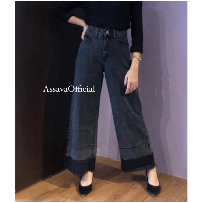 ASSAVA - CULLOTE JEANS SNOW SCARLET - KULOT JEANS HIGHWAIST - VOLCA YASMIN KULOT JEANS - JINS SNOW HIGHWAIST