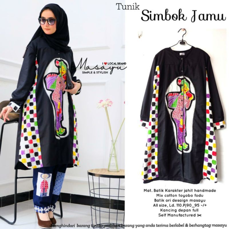 Tunik Simbok Jamu Batik by Masayu / Tunik Batik Lurik / Tunik Wayang Story Batik Kombinasi
