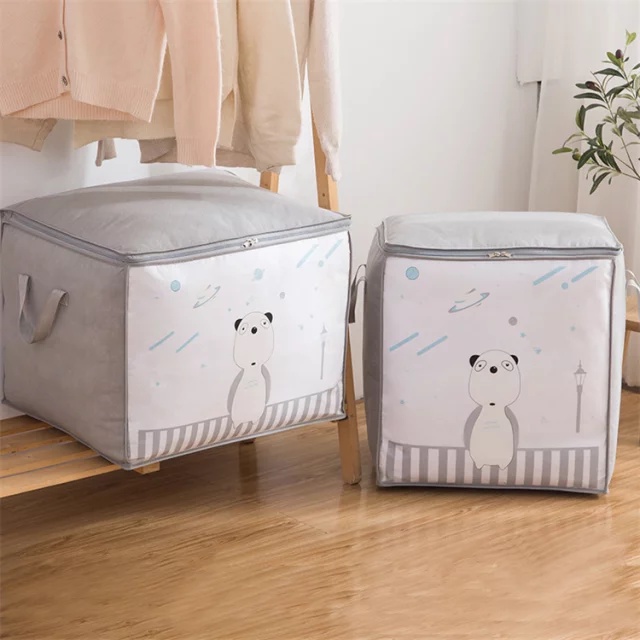 Storage Bag  / Kotak Penyimpanan Baju Selimut ,Perlengkapan Mainan Anak/  Cloth Bag Tempat Penyimpanan Selimut Organizer Baju - Penguin Biru