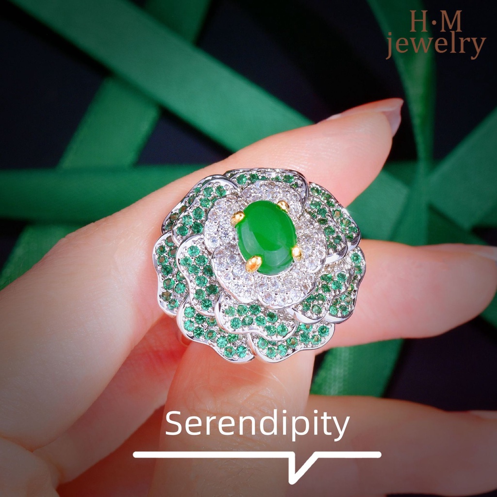 Cincin Sterling Silver 925 Model Terbuka Dengan Batu Emerald Warna Warni Untuk Wanita