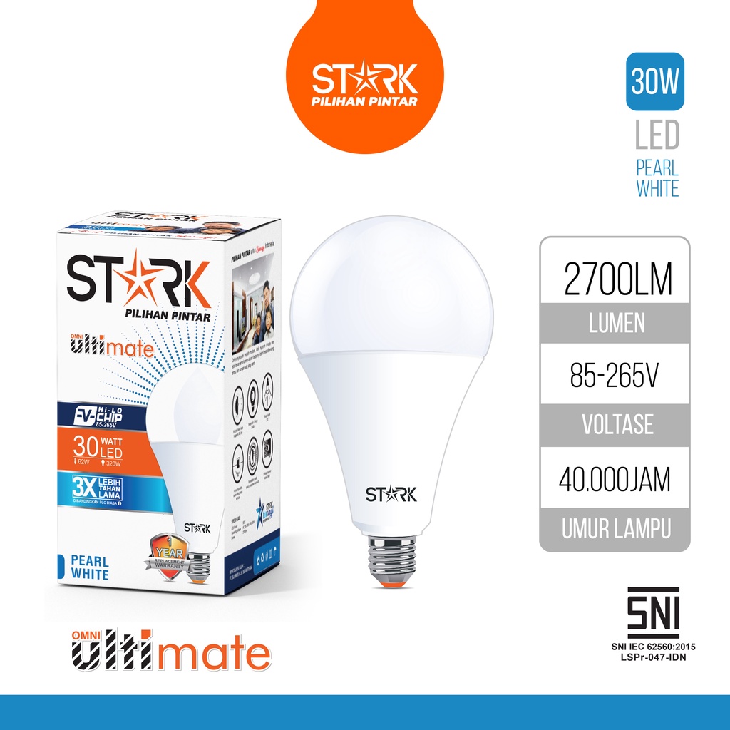 STARK Lampu LED 30 Watt E27 Putih Pearl White