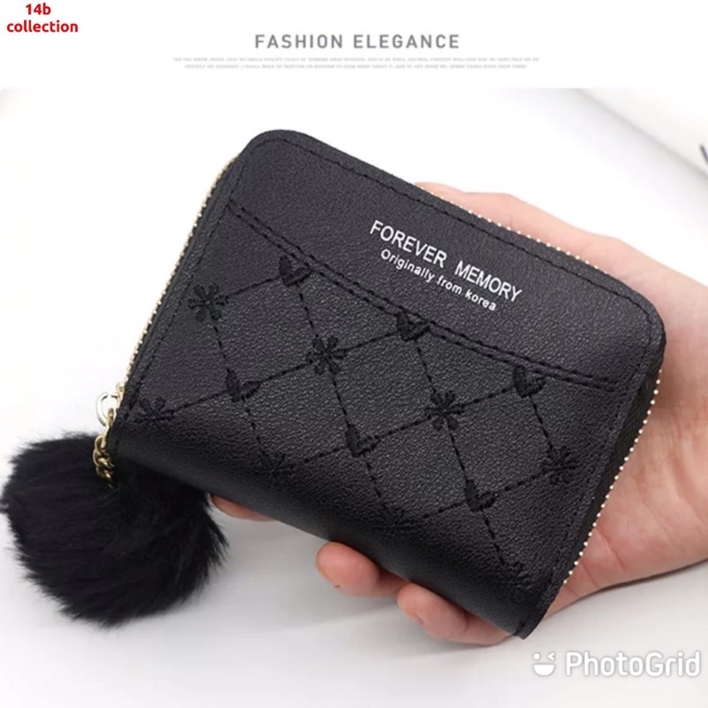 Dompet kecil pompom dompet mini pompom dompet korea mini Forever Memory dompet bordir bunga love