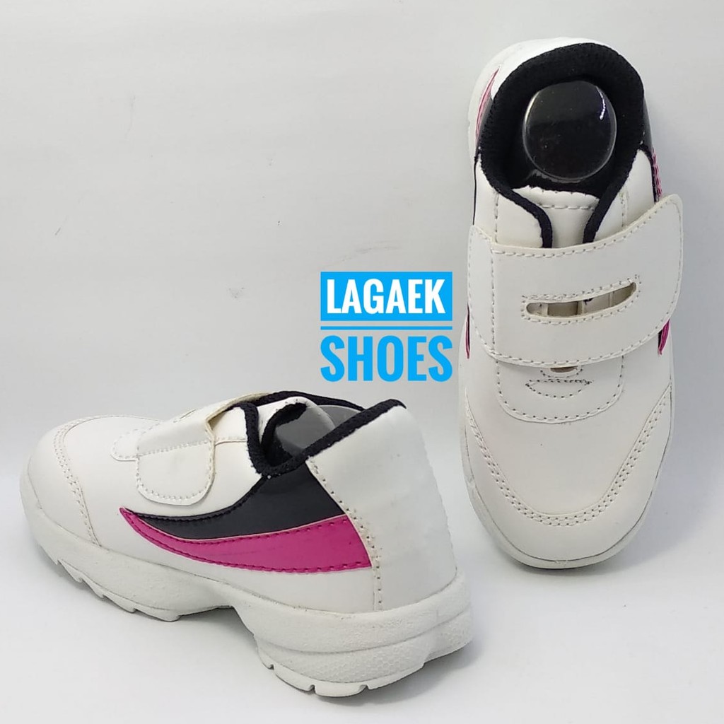 Sepatu Anak Perempuan Sporty Usia 3 4 5 Tahun PUTIH HITAM Size 26 - 30 Sepatu Anak Cewek SALE