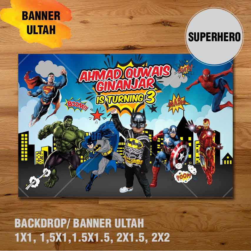 Superhero Spiderman Dll Sheep Banner Backdrop Spanduk Ulang Tahun Ul Tah