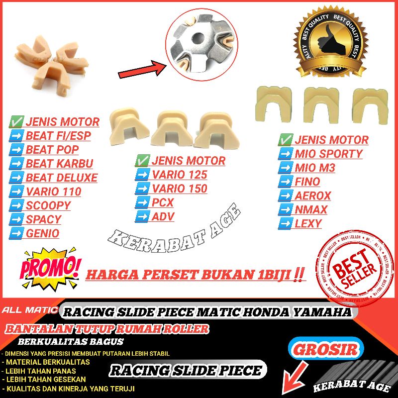 Piece Slide Slider Rumah Roller mio / Klip Rumah Roller / Clip Rumah Roller Tutup rumah roller Beat Vario 125/150 PUTIH Scoopy Mio m3 Nmax Aerox Fino