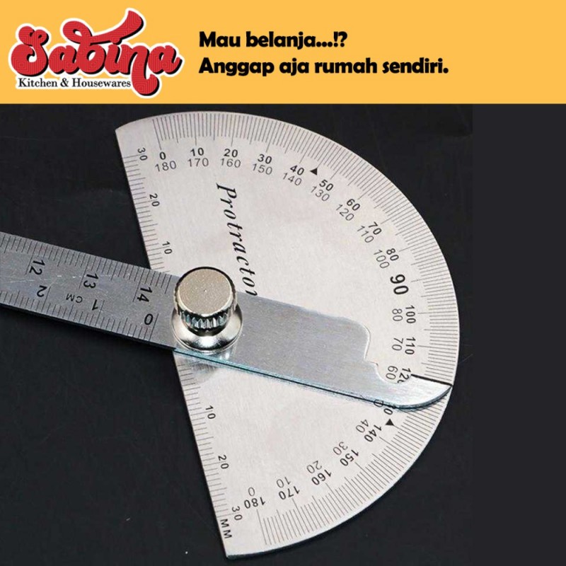 Protractor Penggaris Jangka Ruler Aluminium 14.5cm 180