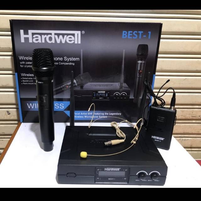 MIC WIRELESS HARDWELL BEST1/BEST 1 1MIC PEGANG + 1MIC CLIP ON + 1MIC HEADSET GARANSI BARU