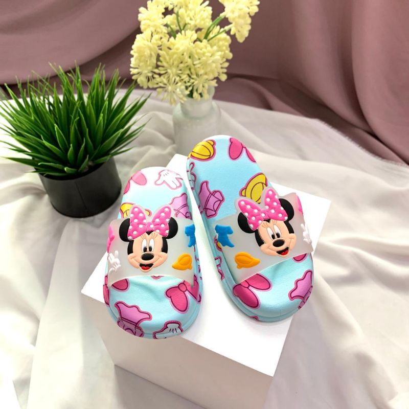 Sandal Selop Anak Disney Minnie Mouse Import / Sandal Selop Anak Perempuan Lentur 1314