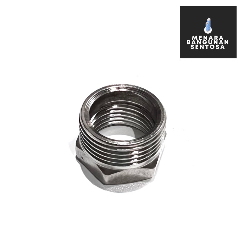 Overloop Stainless 1/2&quot; - 3/4&quot; / Sock Nepel Verloop Sambungan Pipa Kran Valve Volk Ring