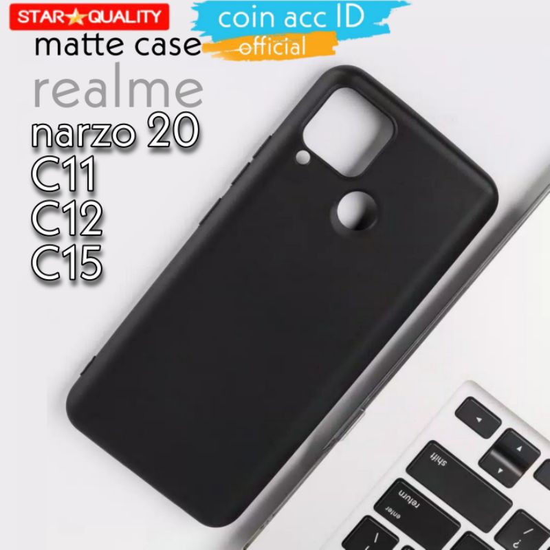 black matte case REALME NARZO 30A/20/20A/C15/C11/C12/C2/C3 - casing/softcase/silikon hitam slim fit