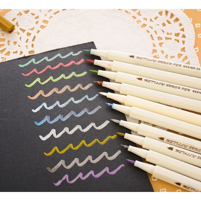 METALLIC BRUSH PEN FOR LETTERING/JURNAL/SCRAPBOOK/PLANNER