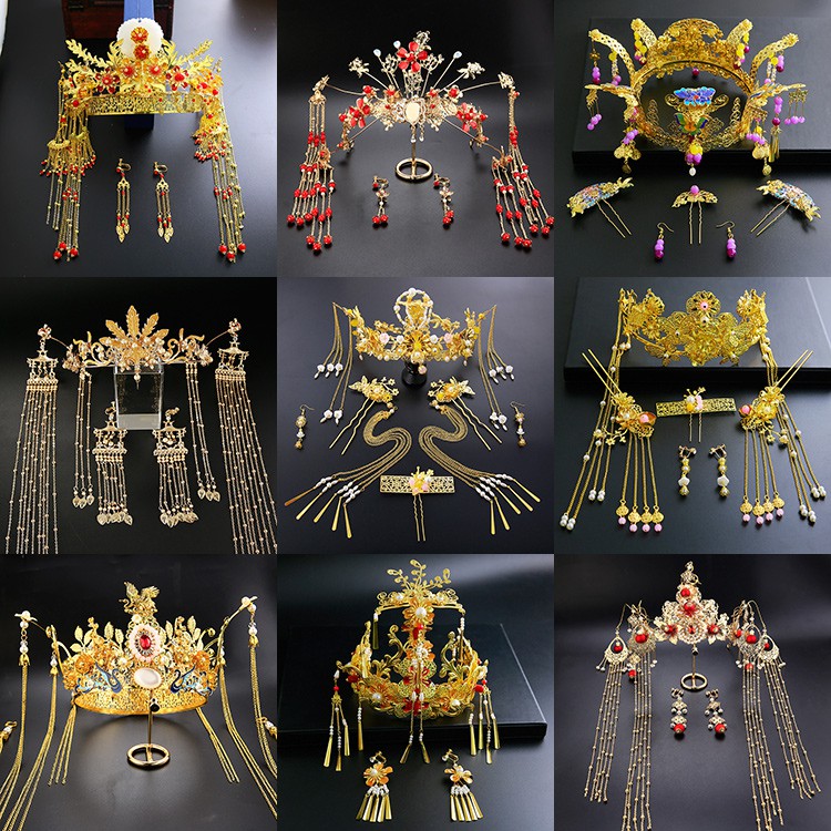 Hiasan Kepala Gaya China Retro Warna Emas Untuk Aksesoris Hiasan Kepala Gaya China Retro Warna Emas Untuk Aksesoris