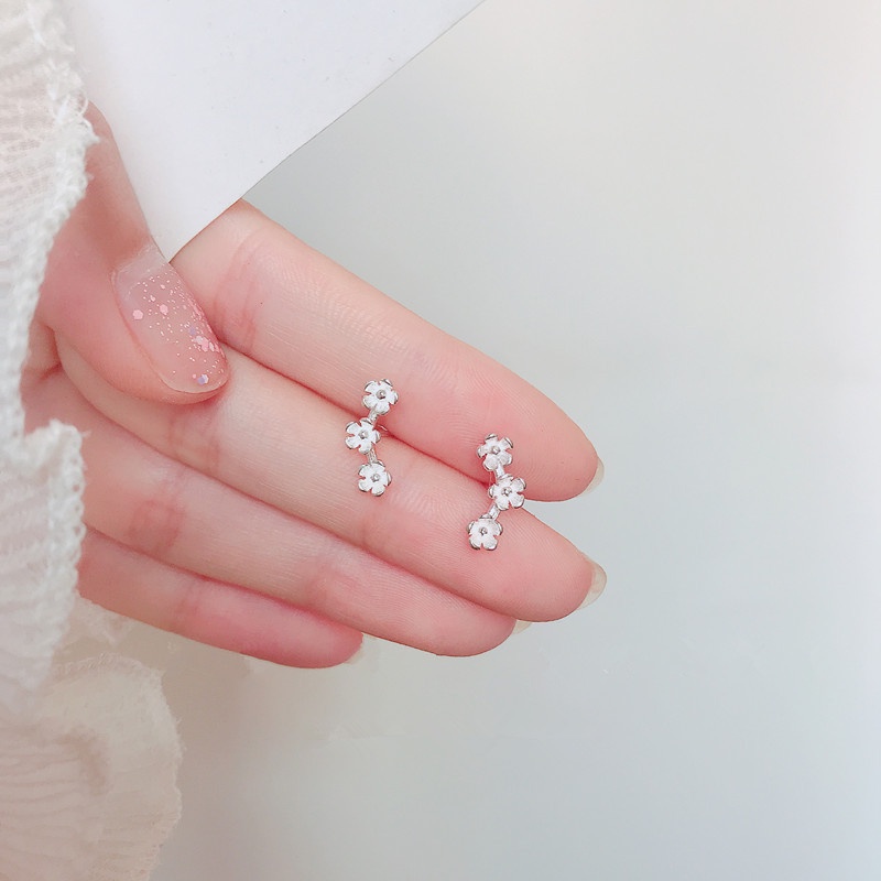 Magic789 Anting Tusuk Sterling Silver 925 Model Bunga Sakura Gaya Korea Untuk Wanita