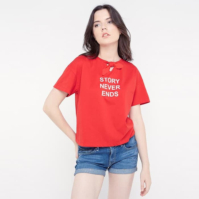 Terlaris Rave Habbit- Belva Story Never Ends Red Tshirt - Merah M Termurah