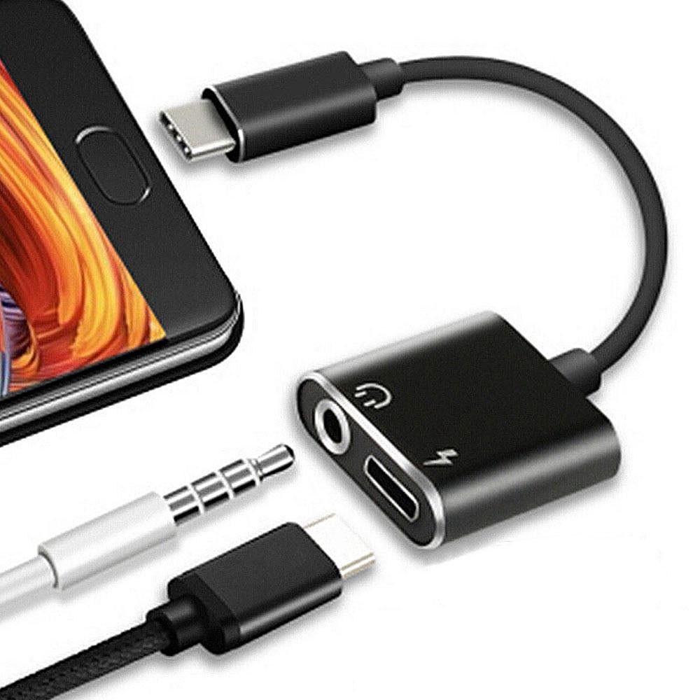 Adaptor Splitter Charger Headphone 2 in 1 Tipe C Dengan Jack Earphone 3.5mm Untuk Xiaomi 8 9 Huawei Samsung