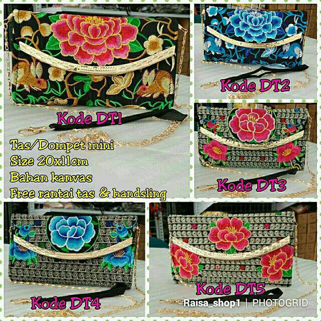 Tas Dompet Mini Bordir Etnik Thailand dg rantai / embroidery envelopebag