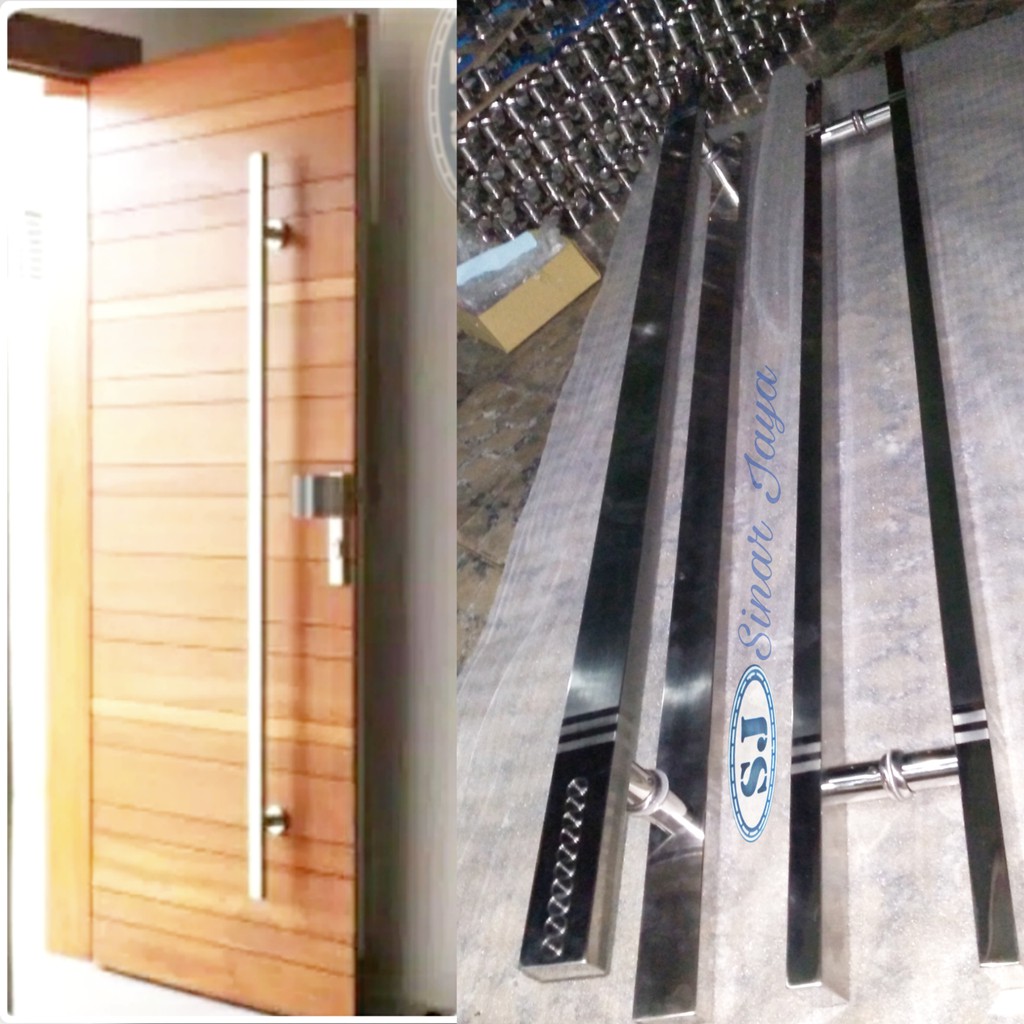 handle pintu 120cm rumah minimalis gagang tarikan pintu kaca stainless baut tembus pegangan pintu hotel pintu atm dan apartemen mewah