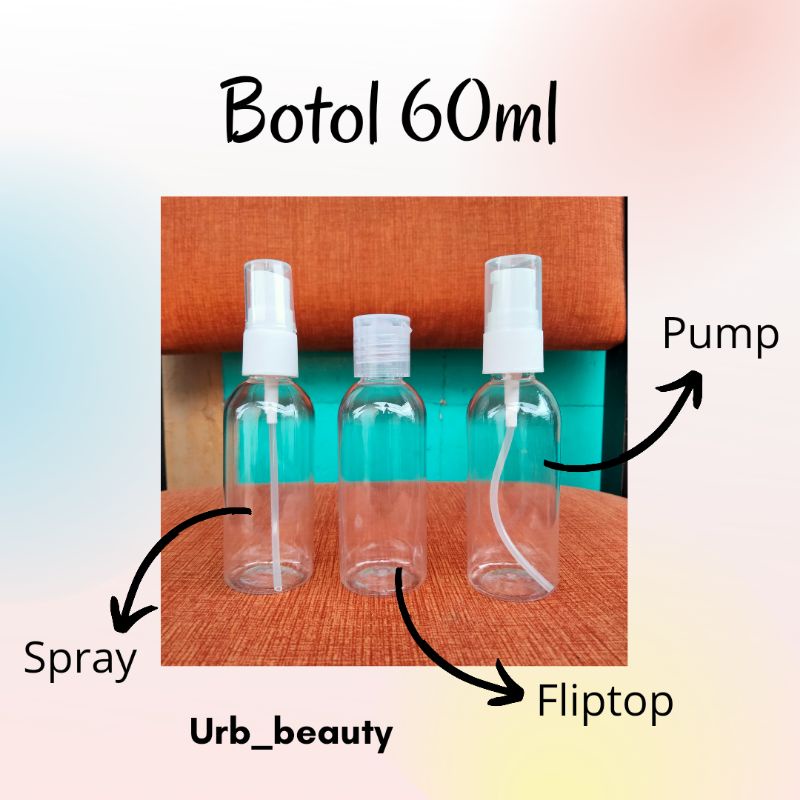 BOTOL SPRAY FLIPTOP PUMP 60ML SHARE BISA UNTUK BEPERGIAN/TRAVELING