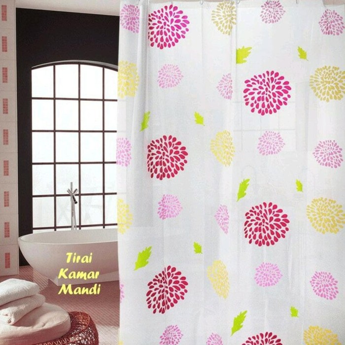 Harga Economis Tirai Kamar Mandi Shower Curtain Ukuran 180x180 Motif Selambu Kamar Mandi