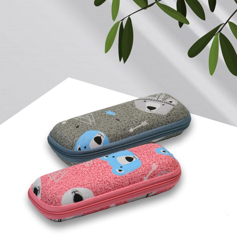 Tempat Kacamata Hard Case Soft Resleting Kotak Karakter Bear Cute Anti Penyok Multifungsi K 3