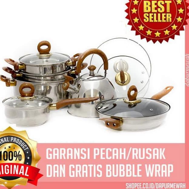 ⒶM.U.R.A.HⒶ [ORIGINAL] Vicenza Panci Set Stainless Steel Cookware V-812 V812 GARANSI ORIGINAL ✢