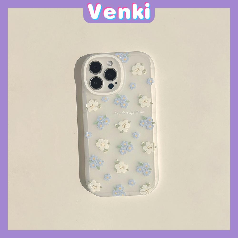 iPhone Case Silicone Soft Case Clear Case Thickened Airbag Shockproof Camera Full Coverage Protection Blue Flower For iPhone 13 Pro Max iPhone 12 Pro Max iPhone 11 iPhone7 Plus