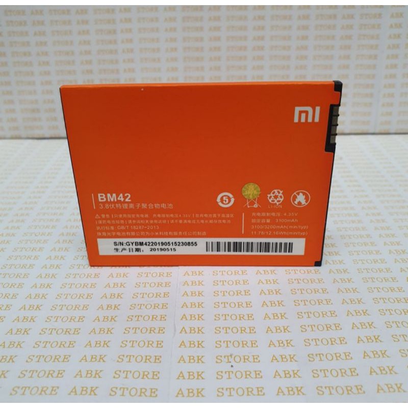 BATTERY BATRE BATRAI BATERAI XIAOMI REDMI NOTE 1 3G/4G BM42 ORIGINAL