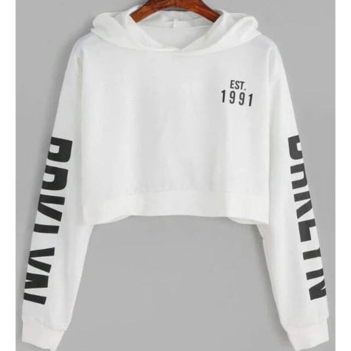 Terlaris Fedorafashion Sweater Est 1991 Brklyn Crop Hodie Hoodie