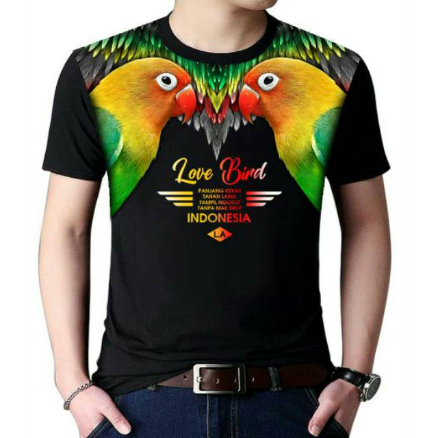 Kaos Distro Motif Burung Lovebird Keren Shopee Indonesia