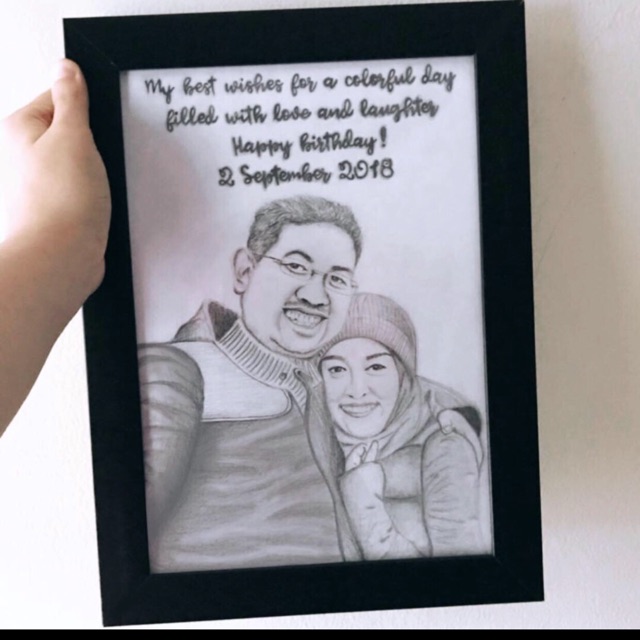 

gambar lukis wajah ilustrasi hadiah kado ulangtahun anniversary wisuda murah cepat