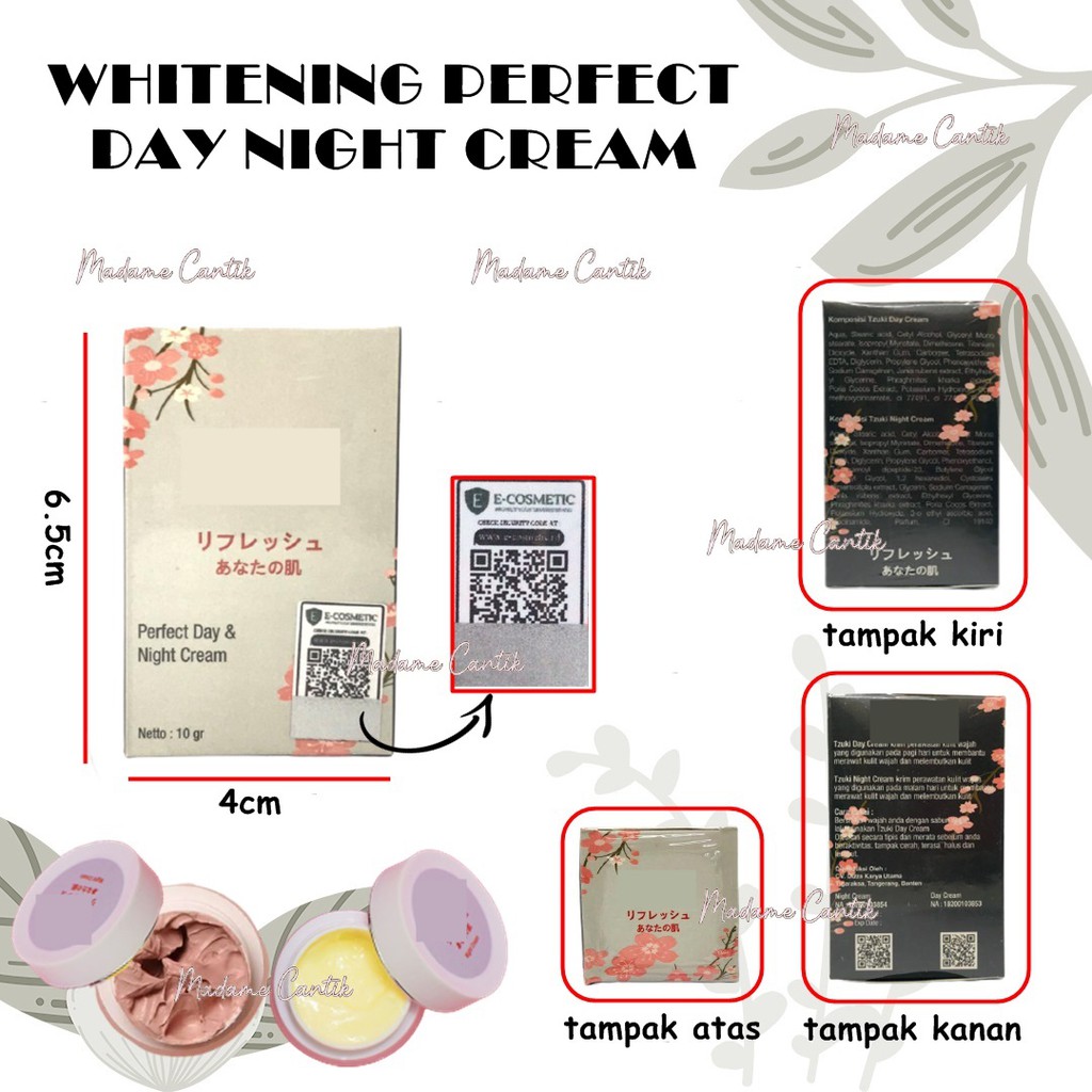 ✿ MADAME ✿ TZUKI WHITENING CREAM PERFECT DAY NIGHT ORIGINAL BPOM