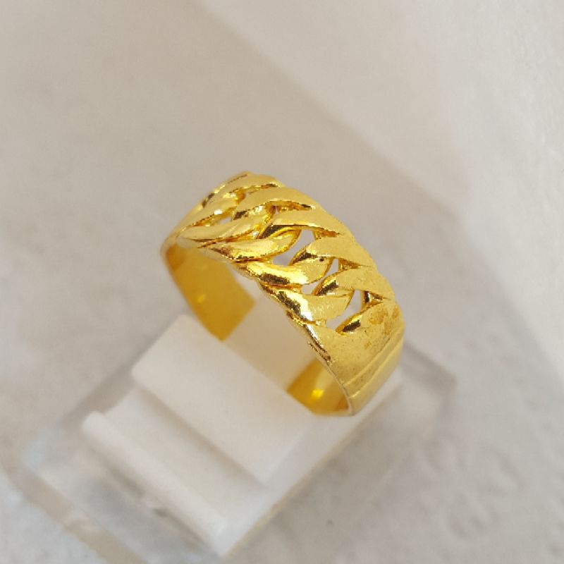 Cincin Rantai Tempahan Lapis Emas 24Karat