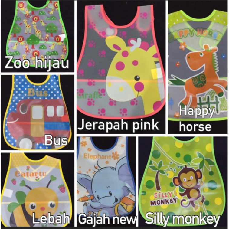 Slabber Plastik Waterproof / Celemek Makan Bayi Tahan Air baby BIB Slaber CBKS LC