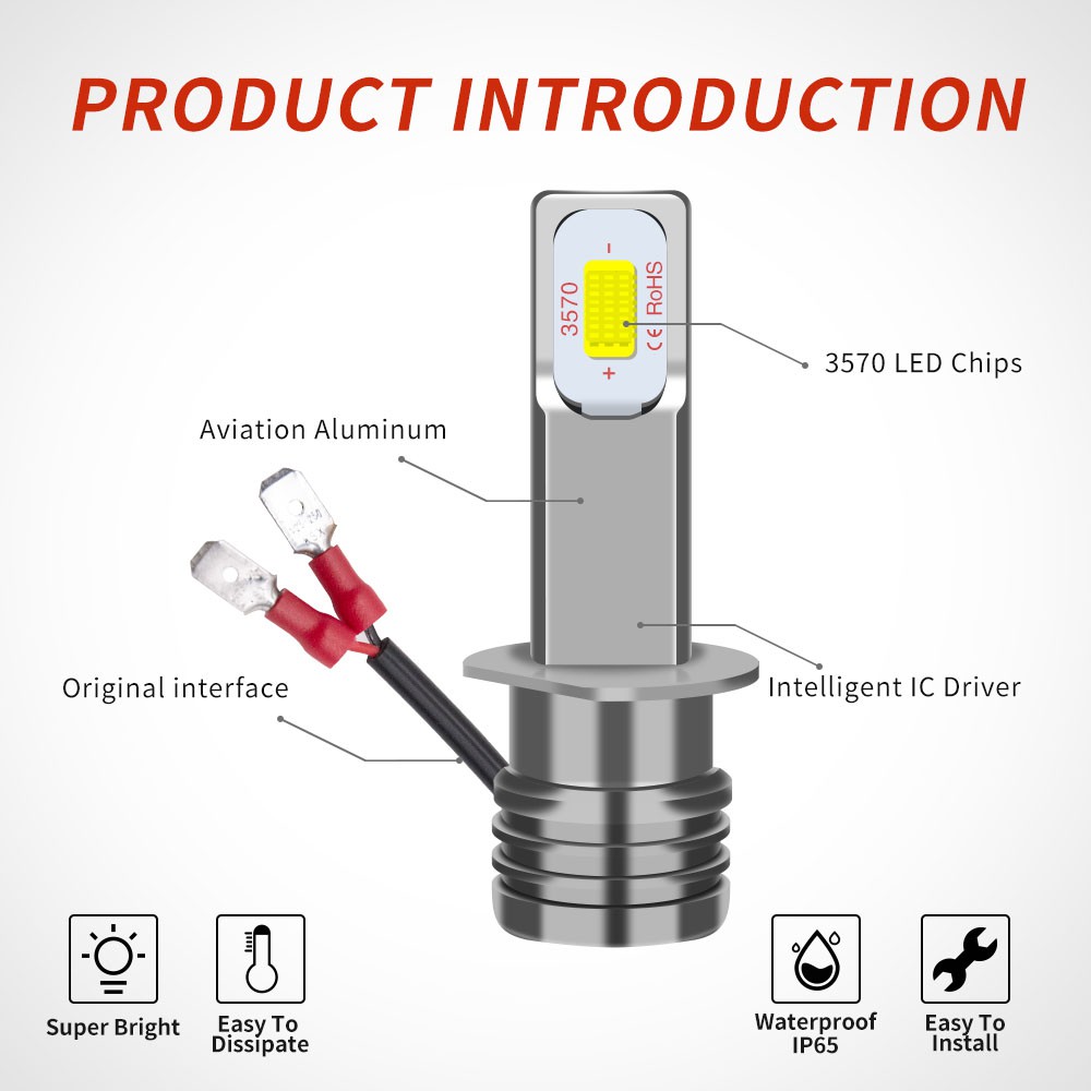 2Pcs Canbus Lampu Kabut Mobil H1 Lampu LED 1400LM Mengemudi Lampu LED Lampu Kabut Otomotif 6000K Putih 3000K Golen