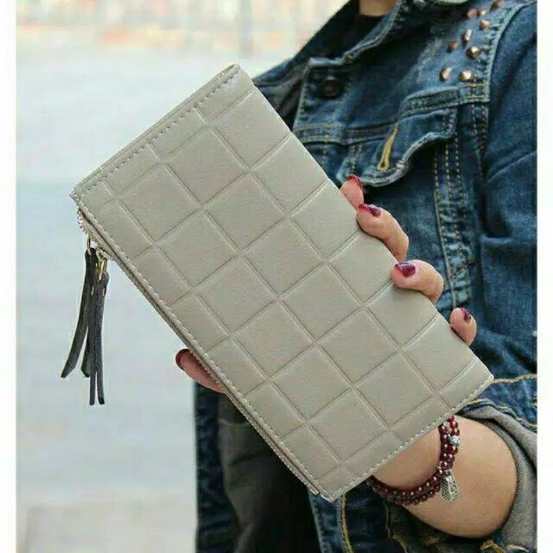 DOMPET WANITA MURAH FULL JAHIT BORDIR KULIT KEKINIAN SIMPLE